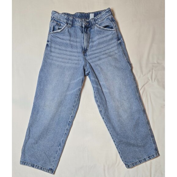 H&M Kids Baggy Jeans 12–13Y Light Wash Denim Cargo Style – Small Knee Stain - Picture 1 of 4